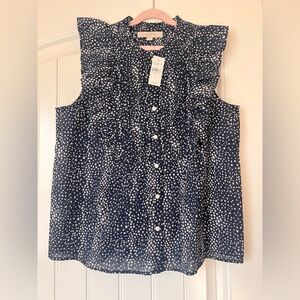 LOFT Dark Blue Star Pattern Blouse